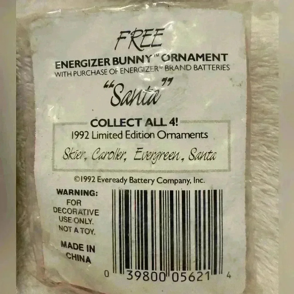 Vintage set of 4 Energizer Bunny Christmas Ornaments in Original Packaging - Picture 7 of 10